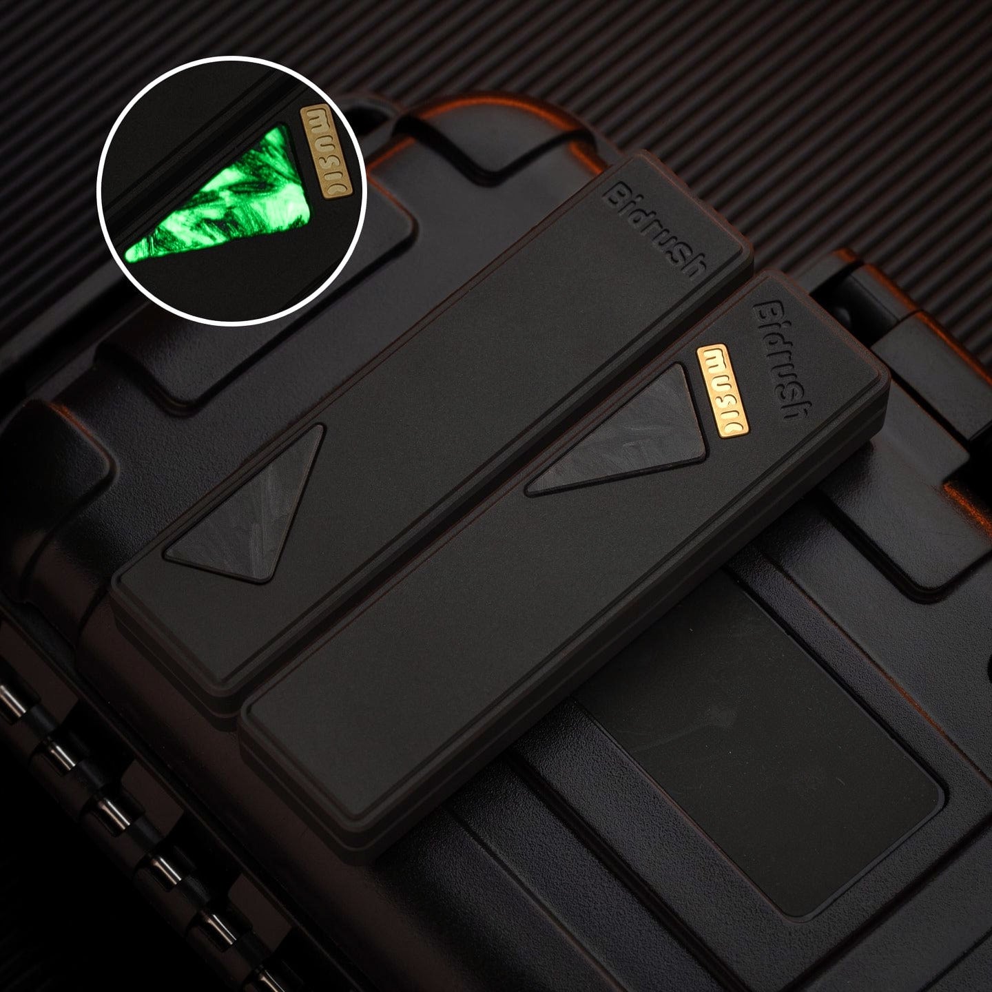 BidRush EDC MINI BOX Blackened Titanium+luminous carbon fiber plate
