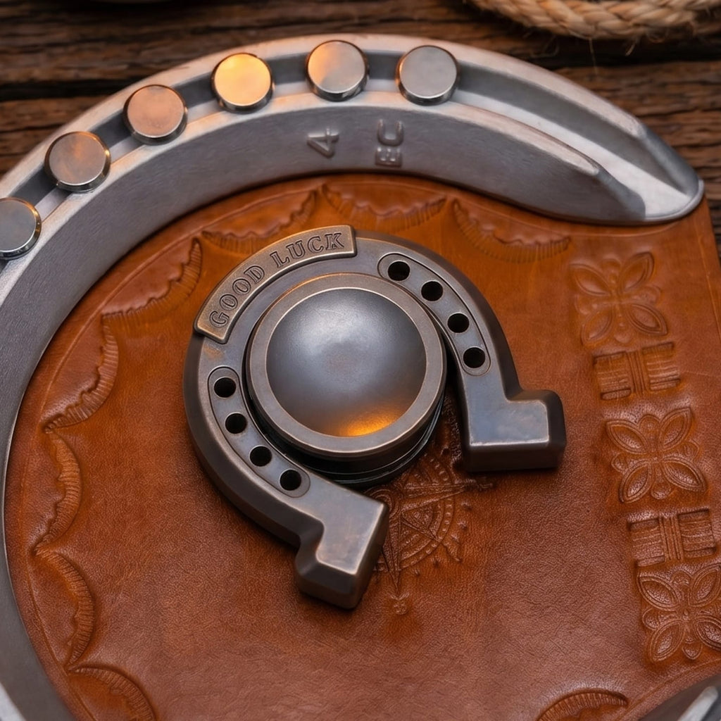 SAO EDC Lucky Horseshoe Spinner Blasted Zirconium