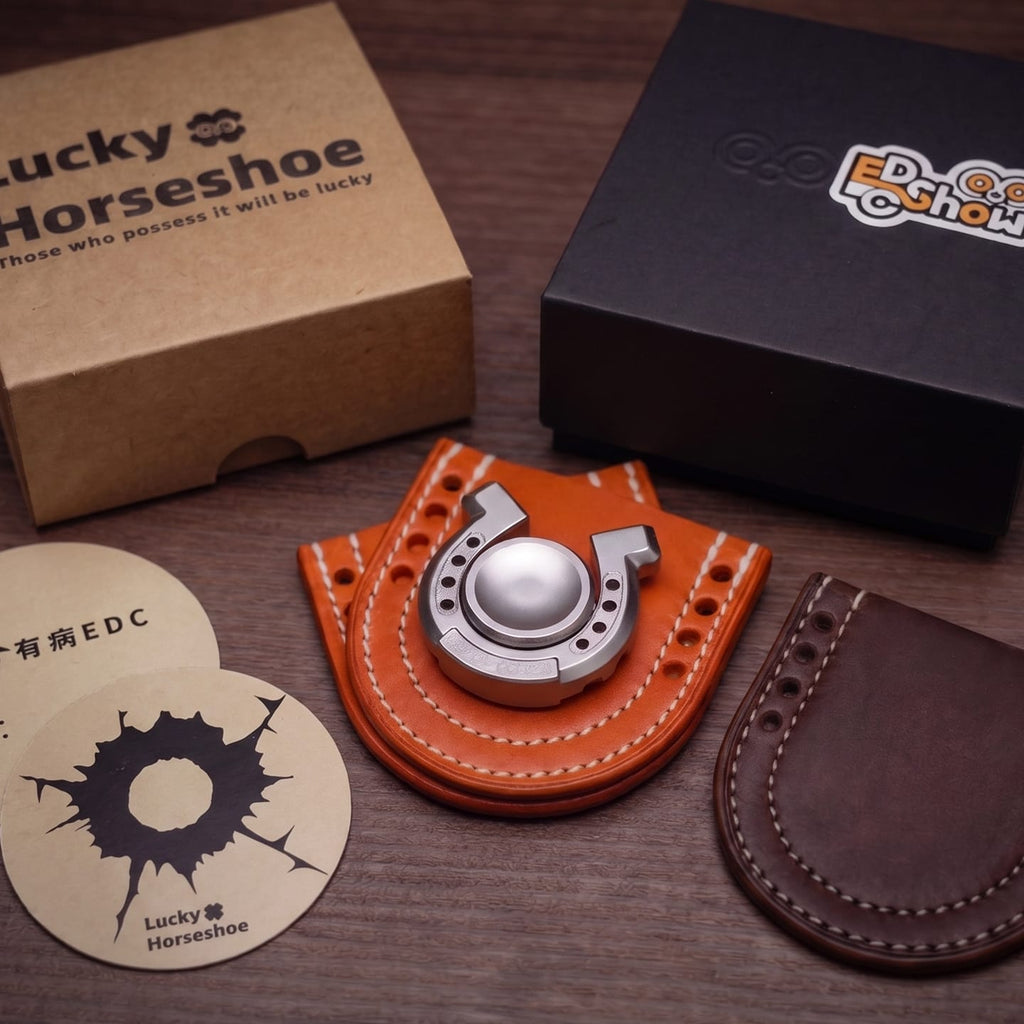 SAO EDC Lucky Horseshoe Spinner Blasted Zirconium
